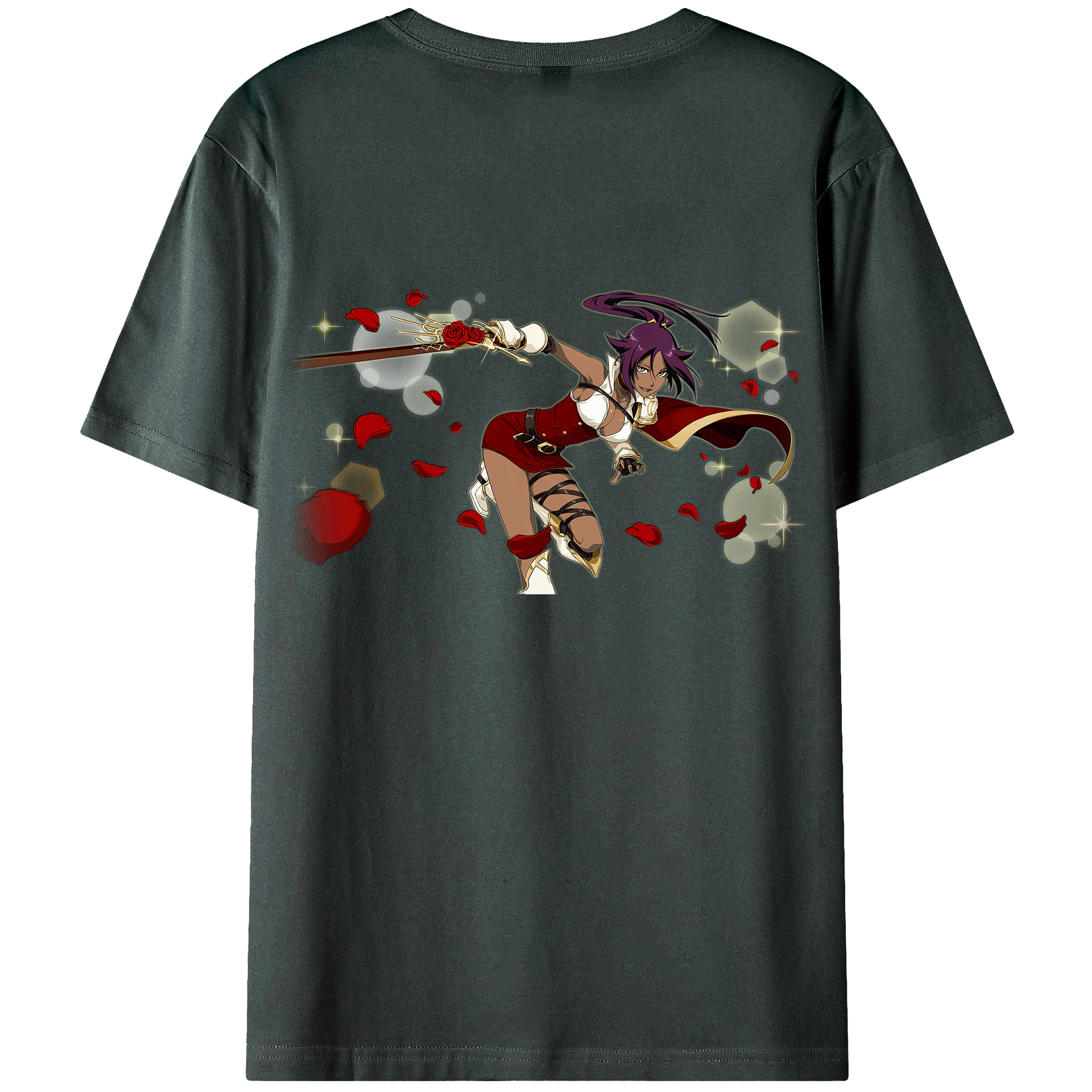 （画像用） ブリーチ 四楓院 夜一（しほういん よるいち） BLEACH Shihouin Yoruichi 綿100％ メンズ半袖Tシャツ（バックプリント） 通気性